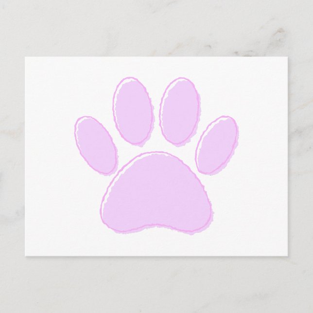 Postal Dibujo de pata de perro rosa claro lindo (Anverso)