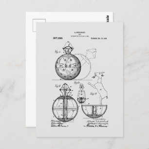 Postal Dibujo de Patente de Polo Rojo de Juguete Antiguo