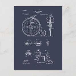 Postal Dibujo de Patentes Penny Farthing de la Bicicleta