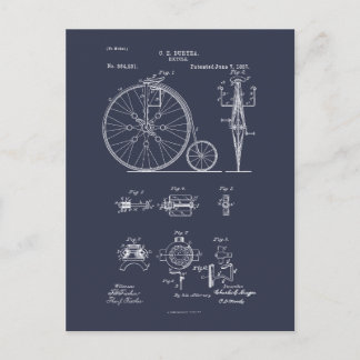 Postal Dibujo de Patentes Penny Farthing de la Bicicleta