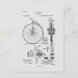 Postal Dibujo de Patentes Penny Farthing de la Bicicleta