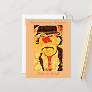 Postal Dibujo de payaso triste vintage de los 70 (D1) Edi