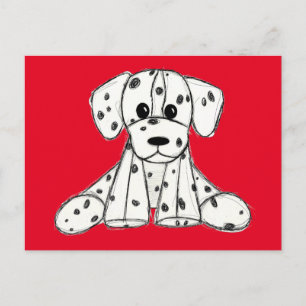 Postal Dibujo de perro de peluche dálmata contorno simple