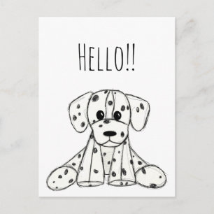 Postal Dibujo de perro de peluche dálmata contorno simple