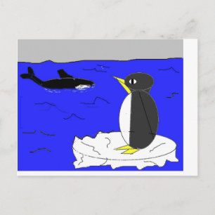 Postal Dibujo de pingüino