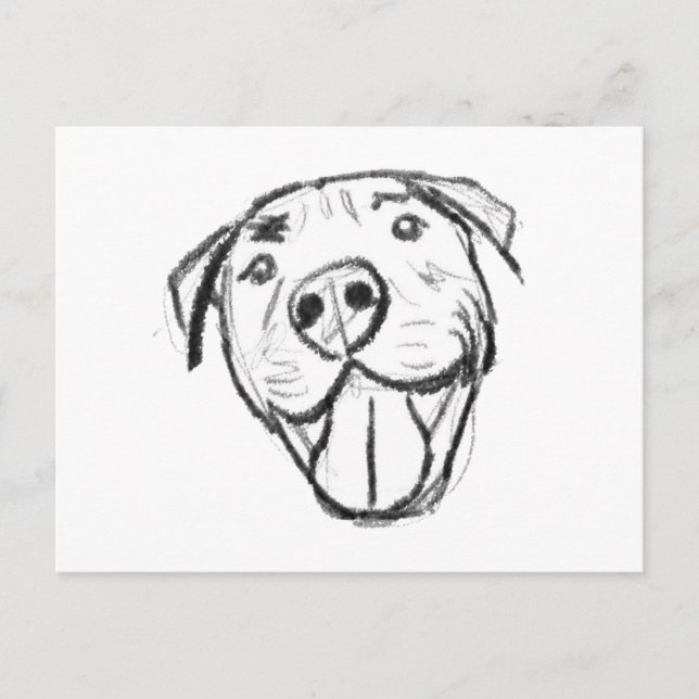 Postal dibujo de pitbull simple amantes de perros blanco  (Anverso)