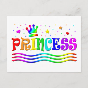 Postal Dibujo de princesa de arcoíris lindo de dibujos an