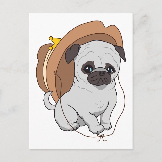 Postal Dibujo De Pug 2 Por Pablo Fernandez (Anverso)