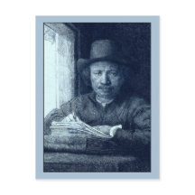 Dibujo de Rembrandt en una ventana
