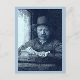 Postal Dibujo de Rembrandt en una ventana