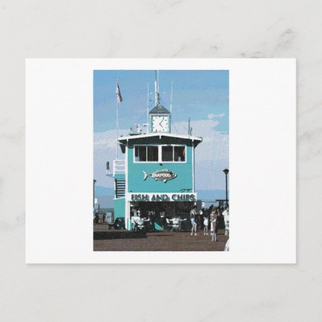 Postal Dibujo de restaurantes de pescado y chile (Anverso)