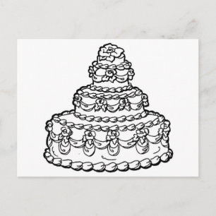 Postal Dibujo de tarta boda