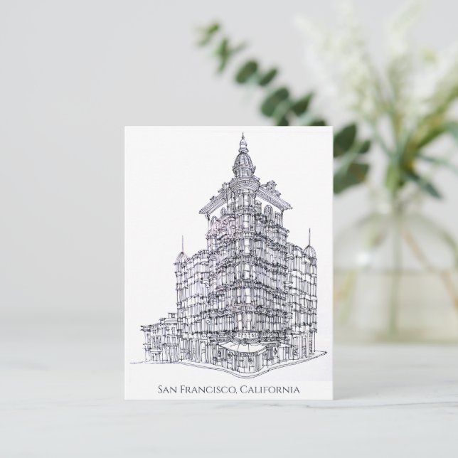 Postal Dibujo de tinta Torre Colón, San Francisco, CA (Anverso de pie)