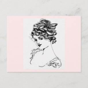 Postal Dibujo De Tintas De Estilo Art Nouveau De 1917 Por
