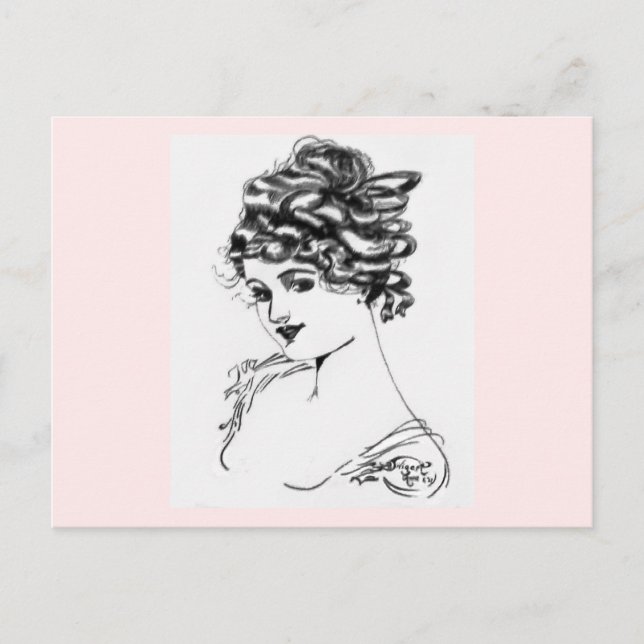 Postal Dibujo De Tintas De Estilo Art Nouveau De 1917 Por (Anverso)