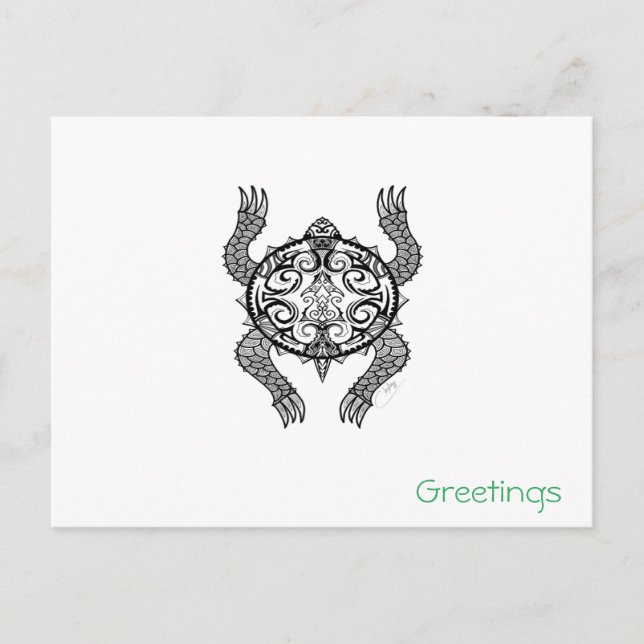 Postal Dibujo de tortuga (Anverso)