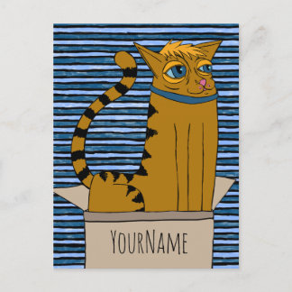 Postal Dibujo de un gato en un Personalizado de caja de c
