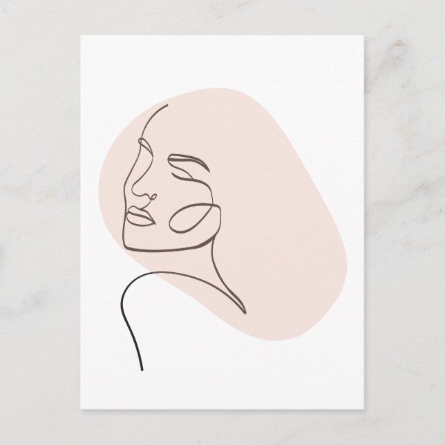 Postal Dibujo de una mujer de línea cara (Anverso)