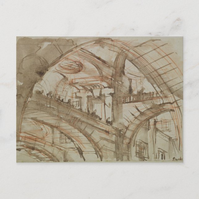 Postal Dibujo de una prisión imaginaria (Anverso)