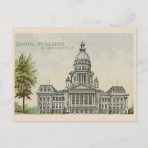 Postal Dibujo del Capitolio de Illinois Vintage