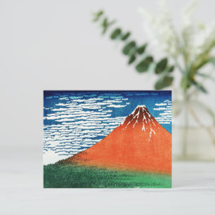 Postal Dibujo del Fuji rojo Kanagawa Hokusai