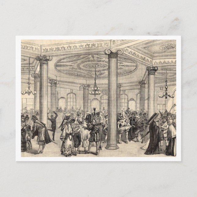 Postal Dibujo del Mardi Gras New Orleans histórico de 187 (Anverso)