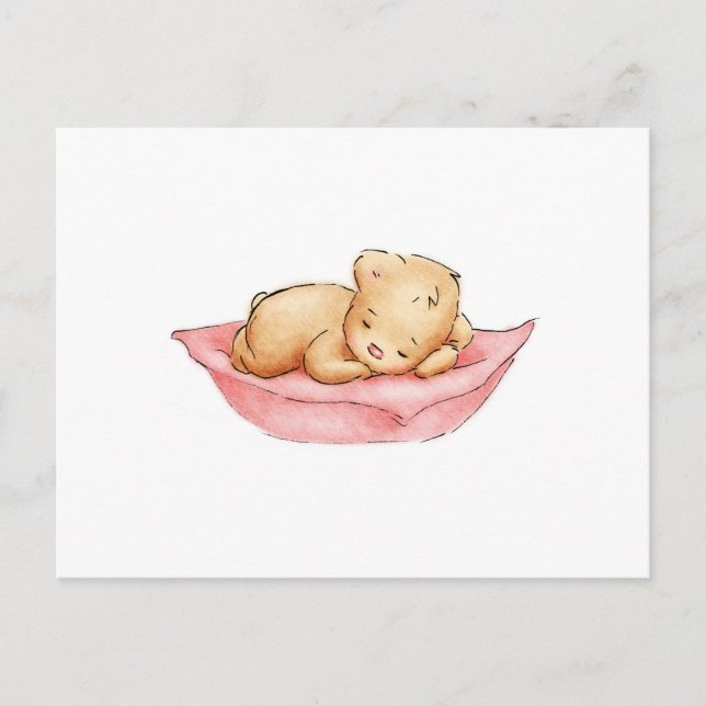 Postal Dibujo del Oso de Teddy Dormido (Anverso)
