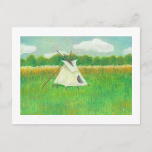 Postal Dibujo del paisaje de Tipi teepee central Minnesot