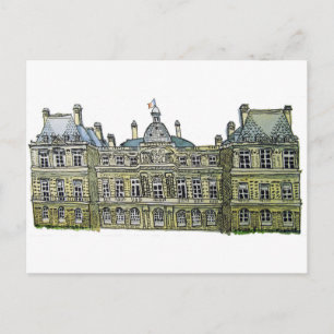Postal Dibujo del Palacio de Luxemburgo