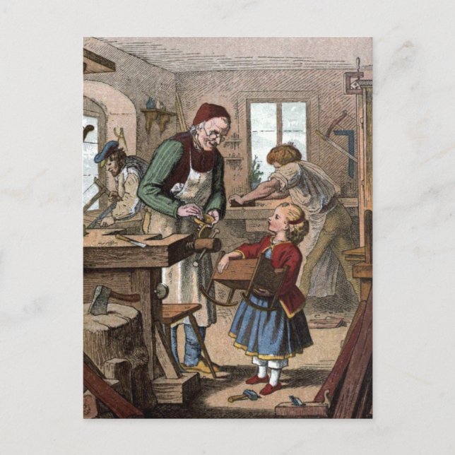 Postal Dibujo del vintage: El taller (Anverso)