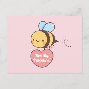 Postal Dibujo divertido de abeja mi San Valentín