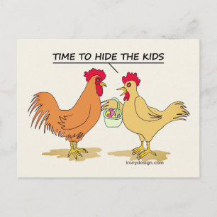 Postal Dibujo divertido de búsqueda de huevos de Pascua c