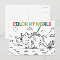 Dibujo divertido de dinosaurio para colorear