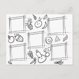 Postal Dibujo Divertido de Frutas de Colores para Niños