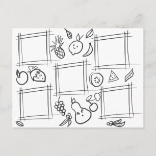 Postal Dibujo Divertido de Frutas de Colores para Niños
