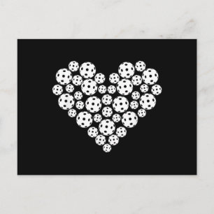 Postal Dibujo Divertido de Pickleball en Forma de Corazón