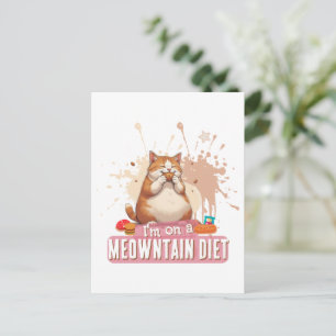 Postal Dibujo divertido de un gato con un chiste sobre co