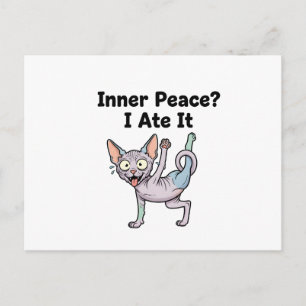 Postal Dibujo divertido de un gato Sphynx lavanda de dibu