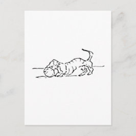 Postal Dibujo Divertido de un Perro Salchicha