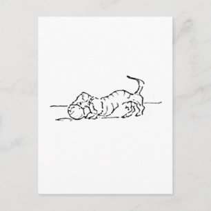 Postal Dibujo Divertido de un Perro Salchicha