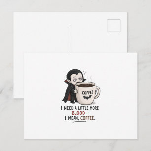 Postal Dibujo divertido de vampiro café Halloween