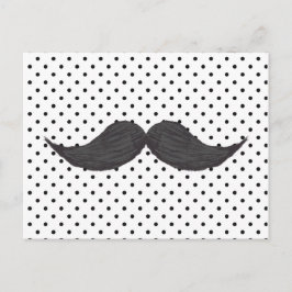 Postal Dibujo divertido del bigote y lunares negros