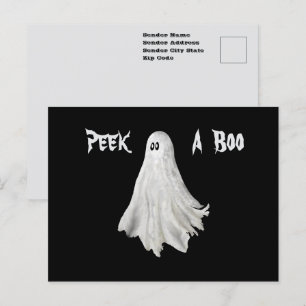 Postal Dibujo Divertido del Fantasma del Halloween Pasado