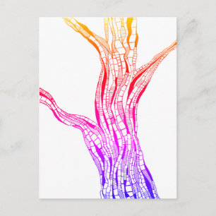 Postal Dibujo en color de árbol con bolígrafo y tinta de 