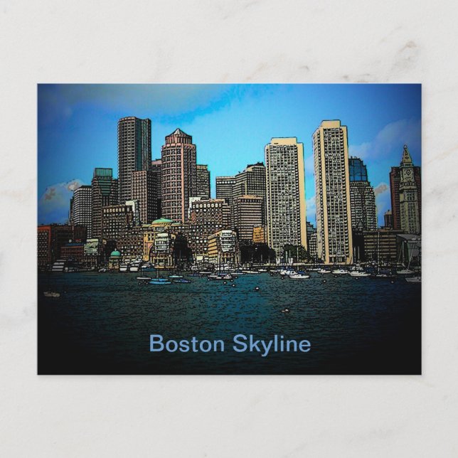 Postal Dibujo fotográfico de la línea aérea de Boston (Anverso)