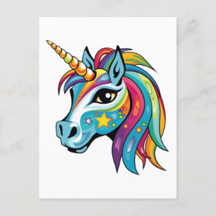 Postal Dibujo gráfico cutáneo de unicornio