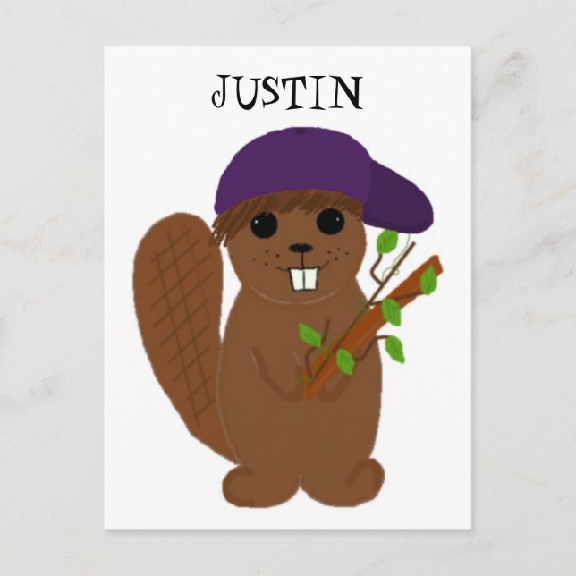 Postal Dibujo Justin Beaver (Anverso)
