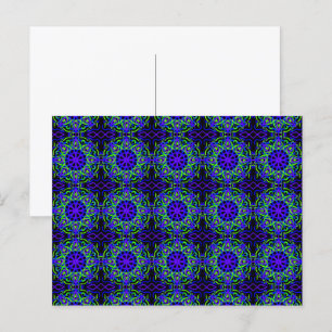 Postal Dibujo Mecánico Verde Lima Púrpura Azul Negro
