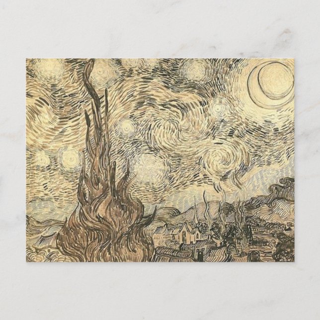 Postal dibujo nocturno de van gogh starry (Anverso)