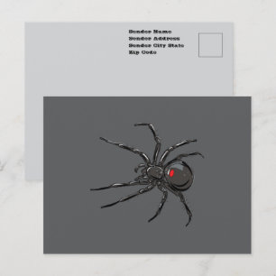 Postal Dibujo Original Arte Araña Viuda Negra